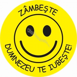 Sticker rotund, Zambeste, Dumnezeu te iubeste!